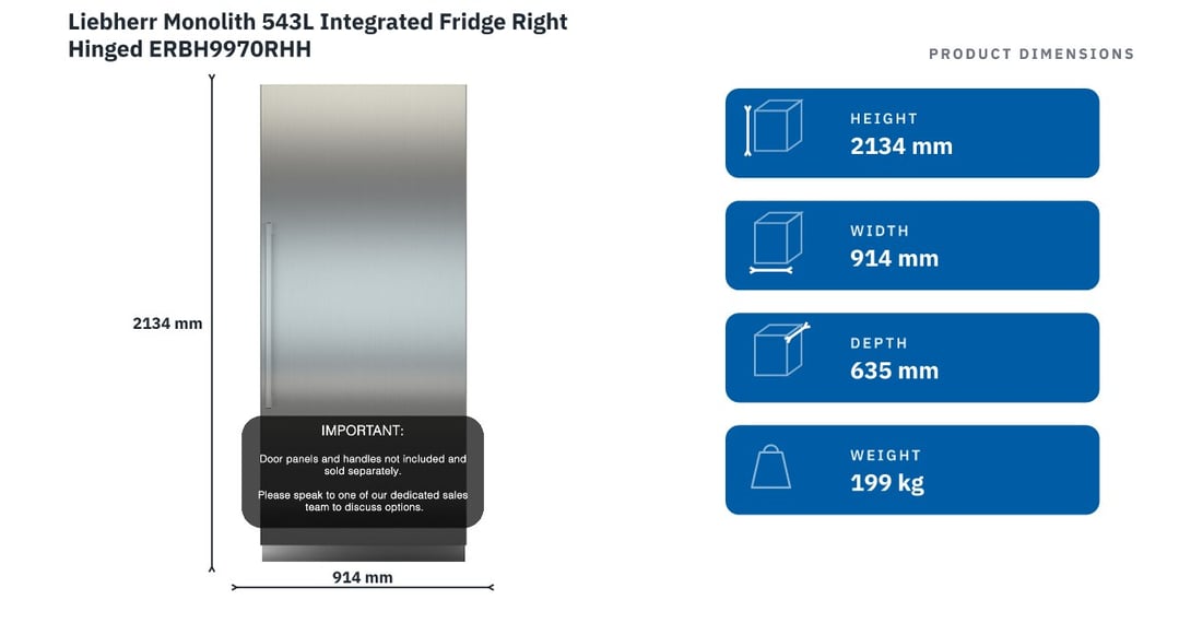 Liebherr Monolith 543L Integrated Fridge Right Hinged ERBH9970RHH