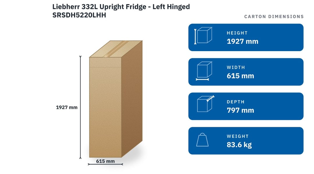 Liebherr 332L Upright Fridge - Left Hinged SRSDH5220LHH