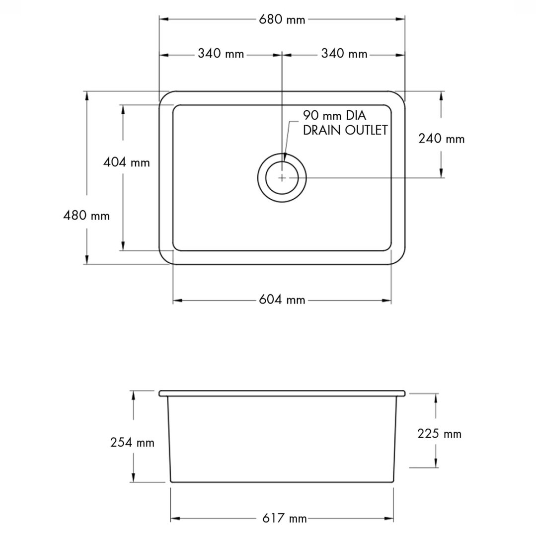 Turner Hastings Cuisine 68x48 Inset / Undermount Fireclay Sink CU68FS