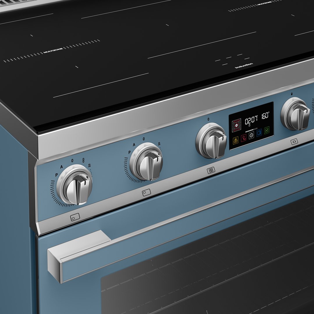 Smeg 90cm Portofino Induction Pyrolytic Freestanding Oven - Storm Blue CPF90I1PSB2