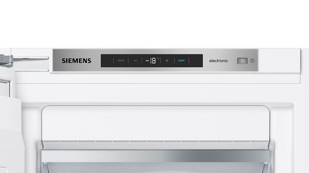 Close up of the Siemens freezer's electronic control panel with temperature display