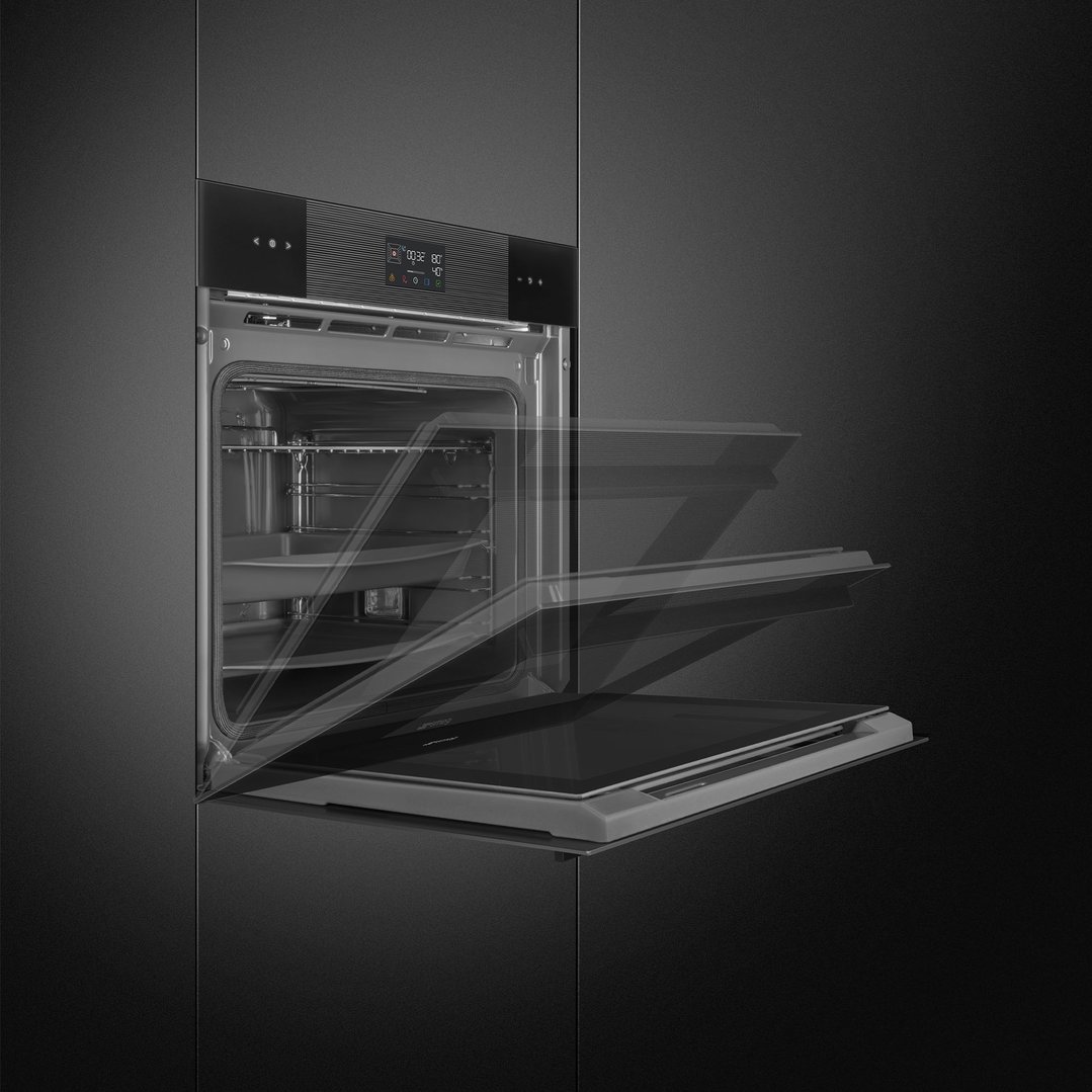 Smeg Linea 60cm Pyro Steam Oven - Pure Black SOPA6102S2PB3