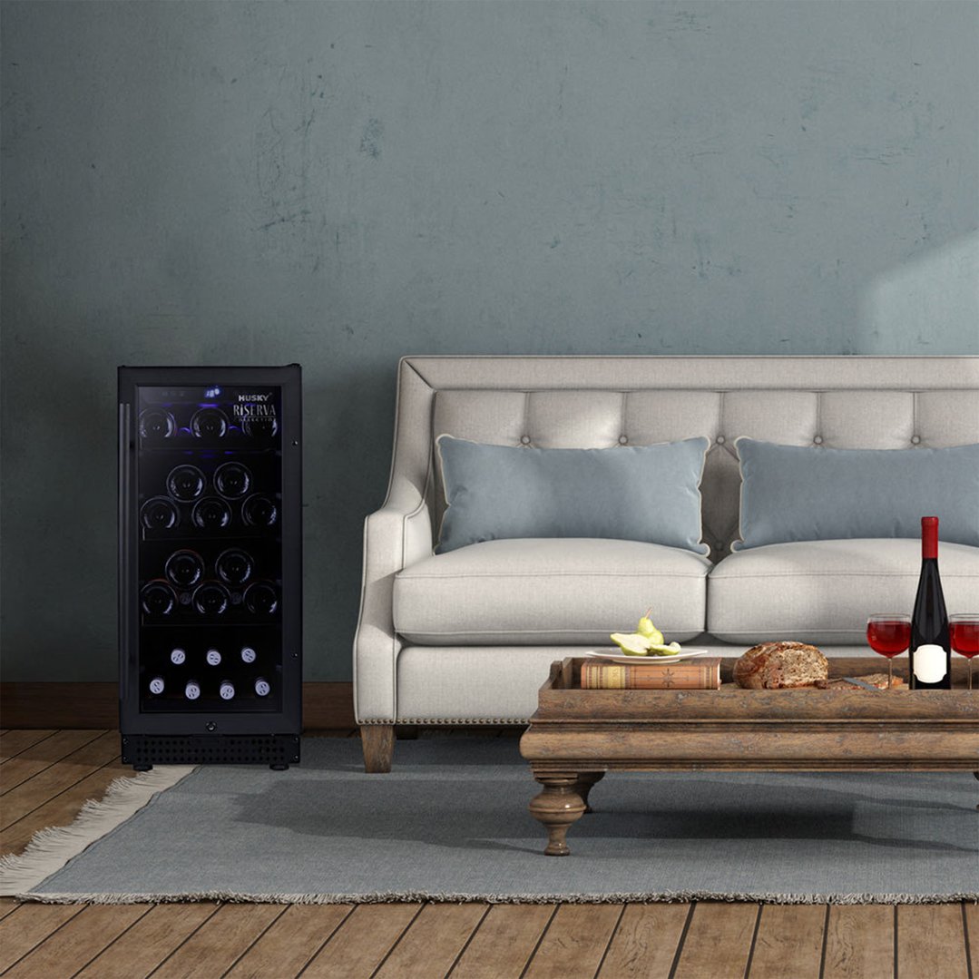 Husky 80L Single Zone Wine Fridge in Black HUSWS-33SMBZY
