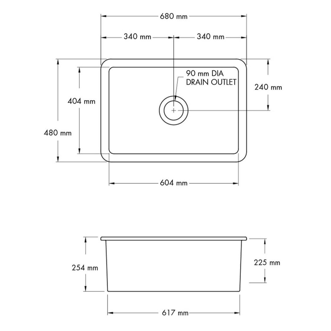 Turner Hastings Cuisine 68 x 48 Inset / Undermount Fine Fireclay Matte White Sink CU683FS-MW