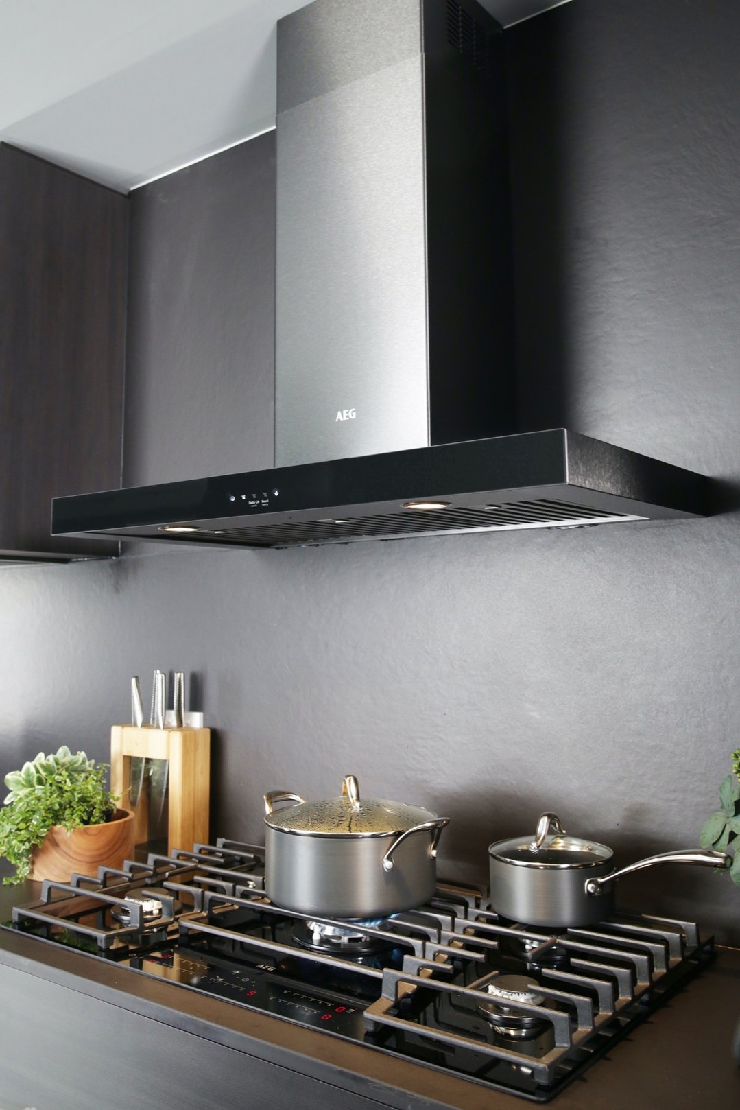 AEG 90cm Canopy Rangehood - Dark Stainless DBE7980HB