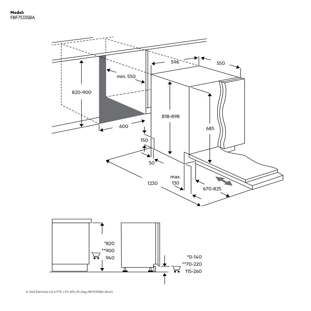 AEG 60cm 15Pl Fully Integrated Dishwasher FBF7583SBB