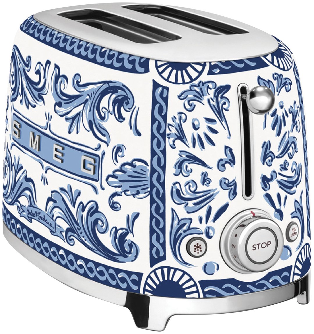 Smeg 50's Style Dolce & Gabbana 2 Slice Toaster - Blue Mediterraneo TSF01DGBAU