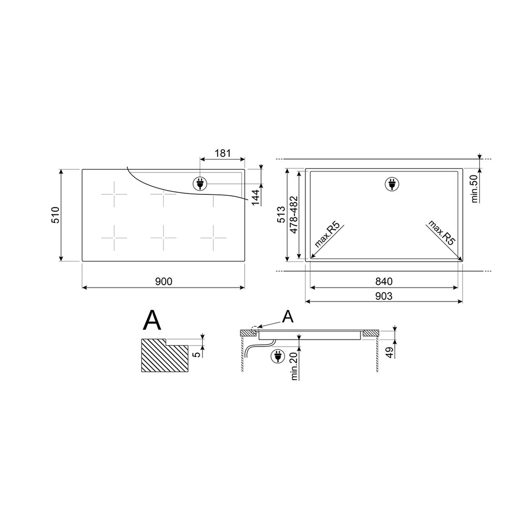 Smeg 90cm Induction Cooktop. SAI4954D