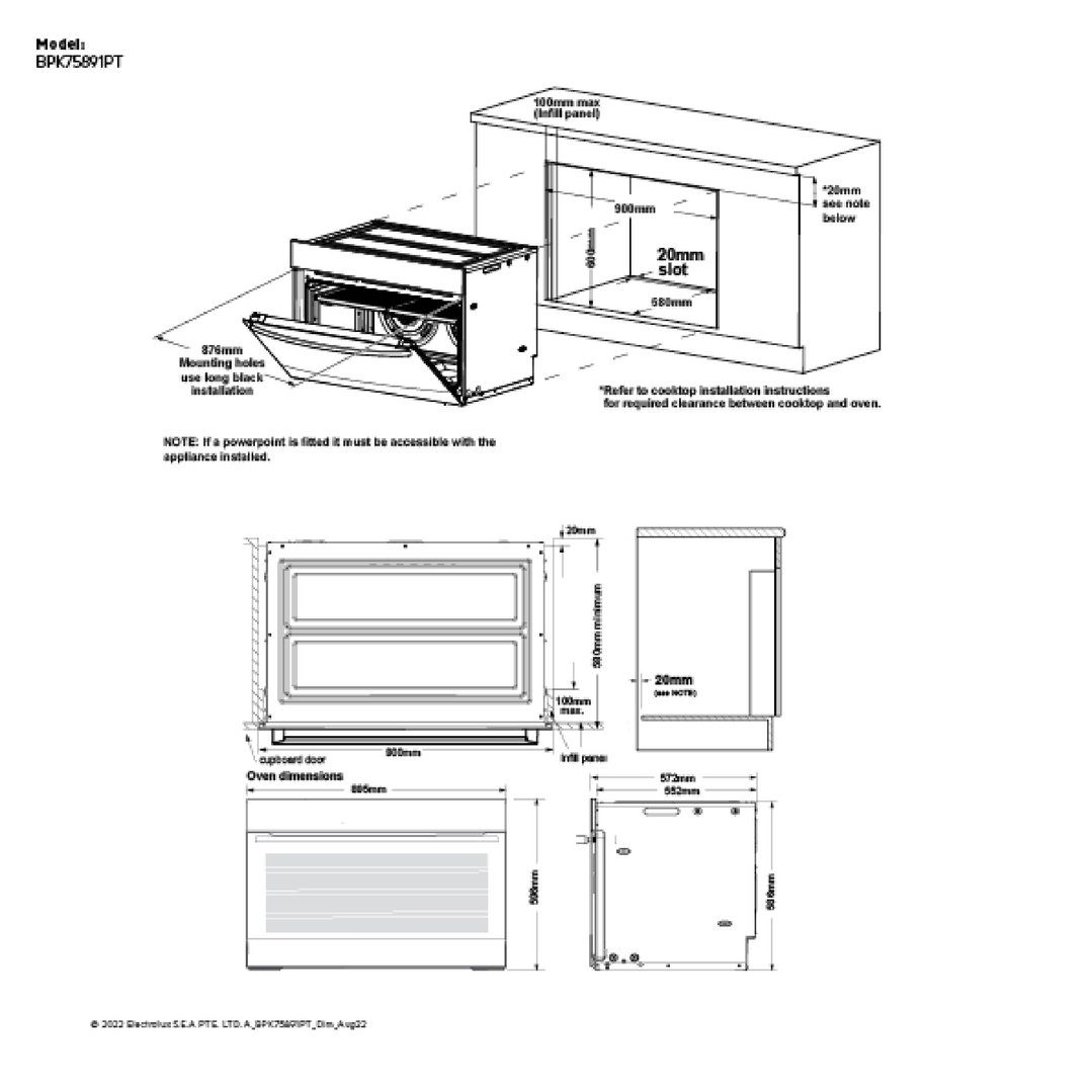 AEG 90cm 7000 Series Pyrolytic Oven with Food Probe - Matte Black NBS7A731VT