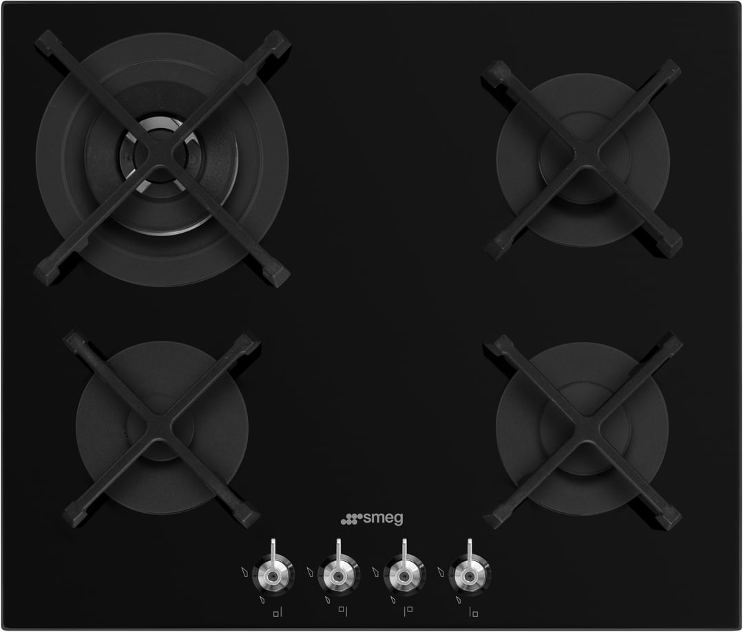 Smeg 60cm Classic Gas on Glass on Steel Cooktop - Black Glass PV364NAU