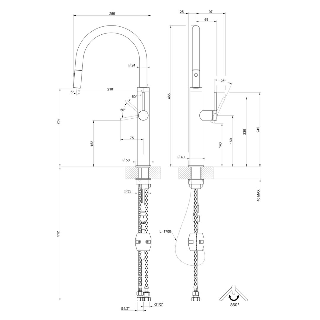 GESSI 316 Dual Spray Copper Brushed PVD 60022-708