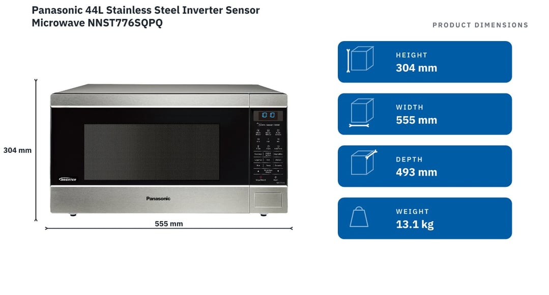 Panasonic 44L Stainless Steel Inverter Sensor Microwave NNST776SQPQ