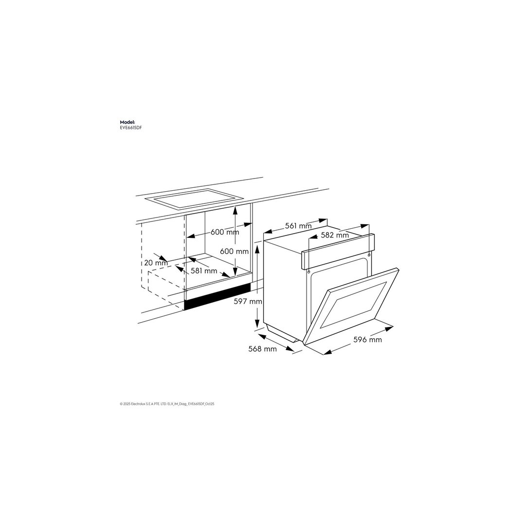 Electrolux 60cm Oven with SteamBake, Black - 500 Series EVE6615DF