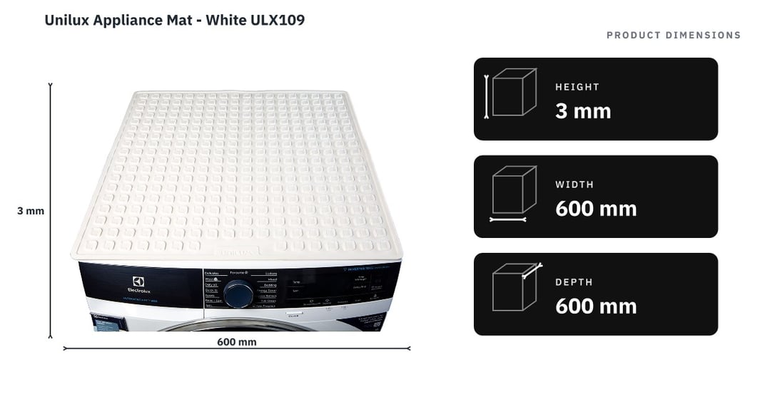 Unilux Appliance Mat - White ULX109 — product dimensions