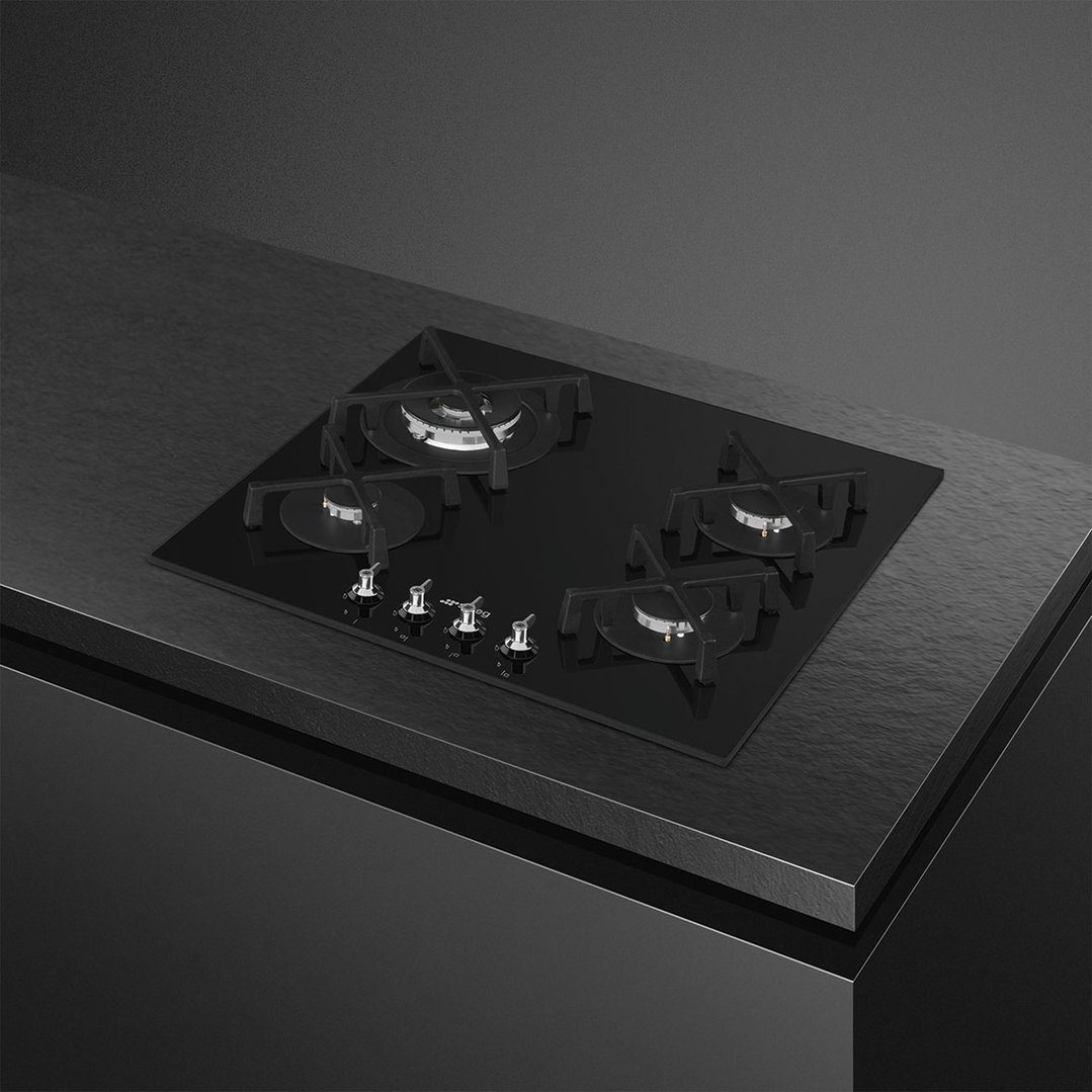 Smeg 60cm Classic Gas on Glass on Steel Cooktop - Black Glass PV364NAU