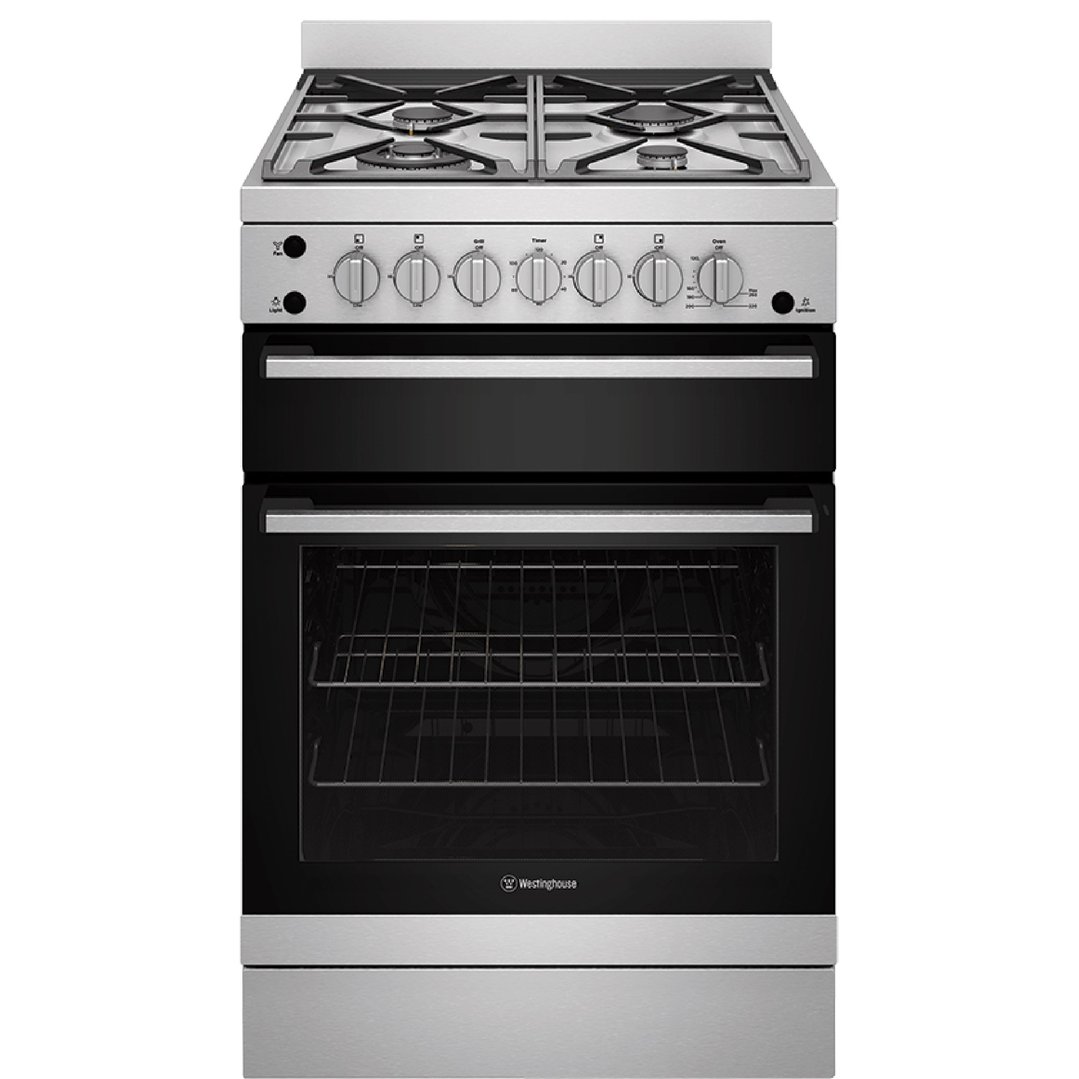 Westinghouse 60cm Freestanding Gas Oven and Gas Cooktop - Stainless Steel WFG612SCH