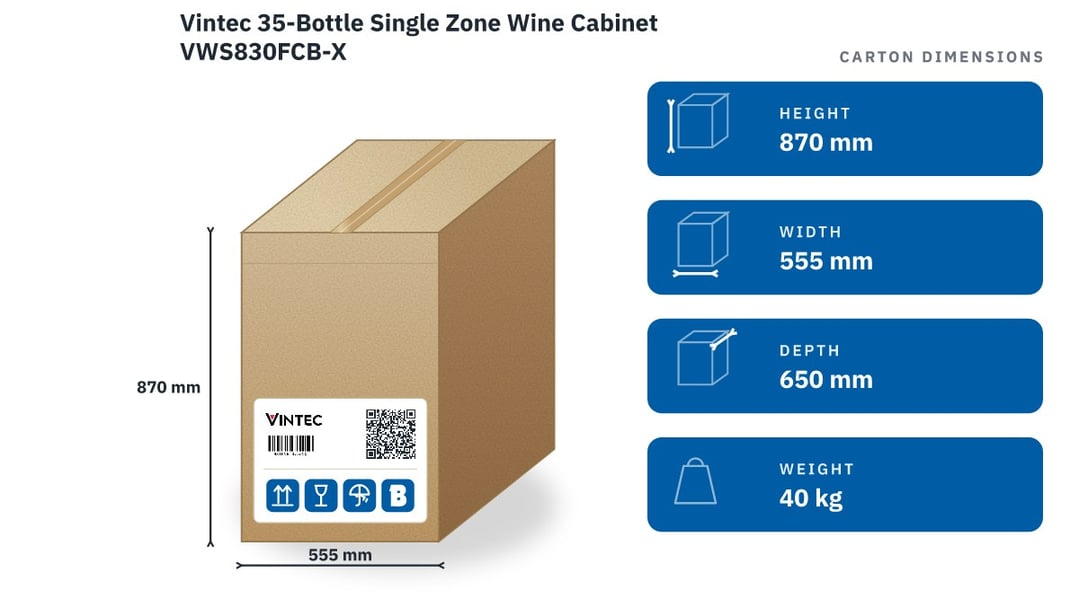 Vintec 35-Bottle Single Zone Wine Cabinet VWS830FCB-X