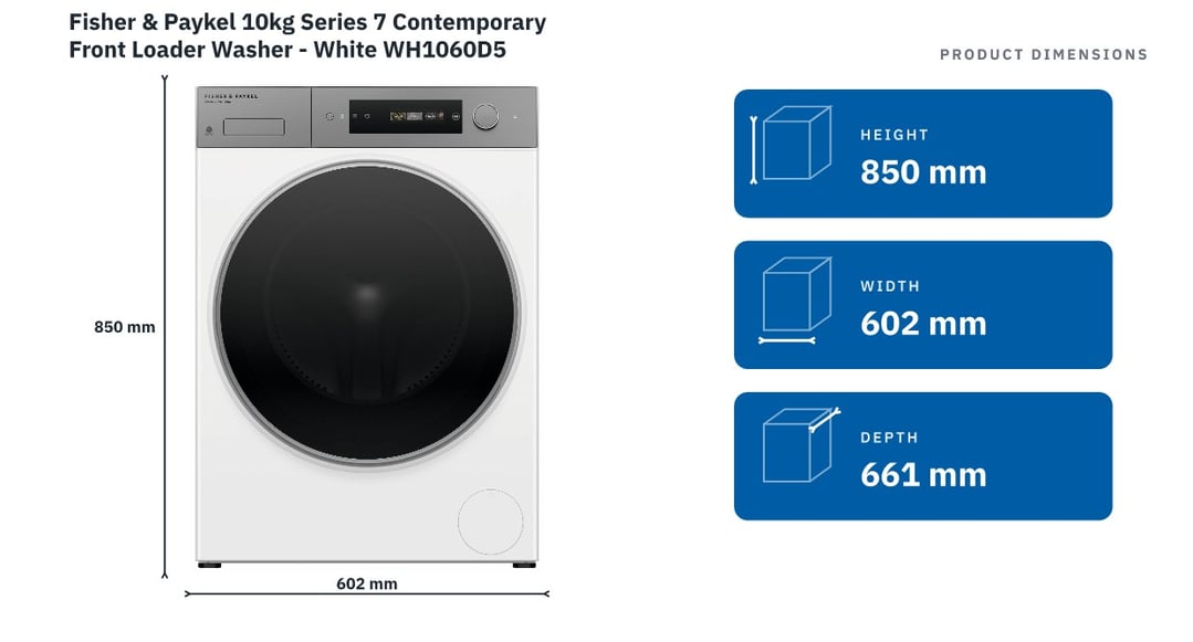 Fisher & Paykel 10kg Series 7 Contemporary Front Loader Washer - White WH1060D5