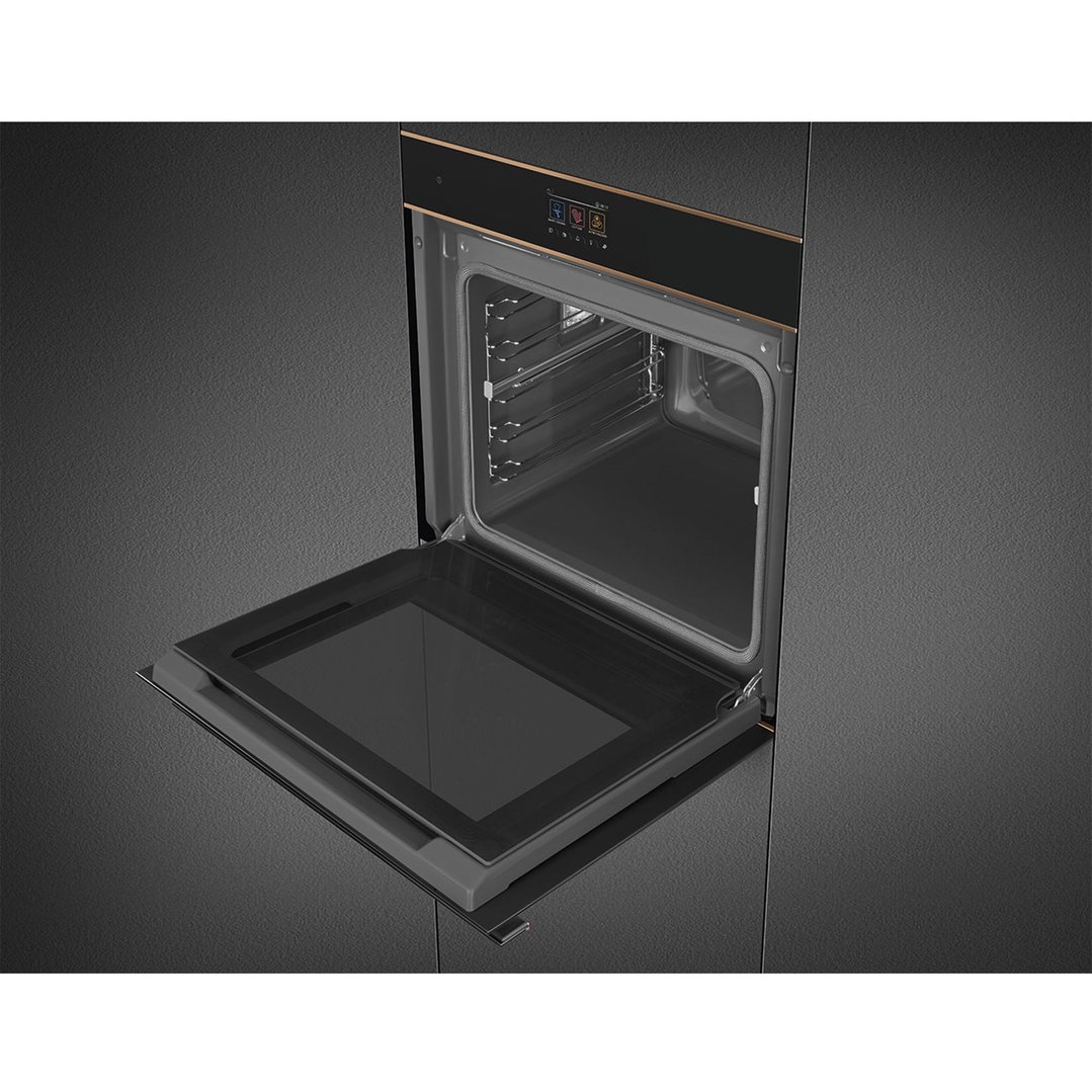 Smeg 60cm Dolce Stil Novo Pyrolytic Oven Black and Copper Trim SOP6604TPNR