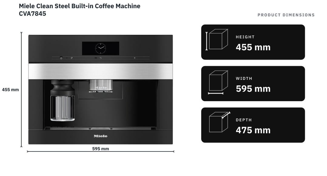 Miele Clean Steel Built-in Coffee Machine CVA7845 — product dimensions