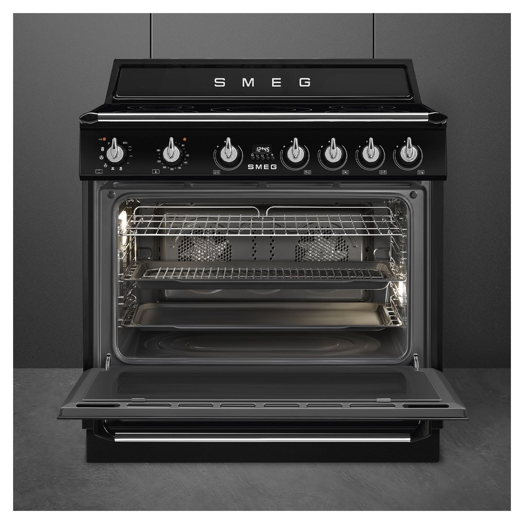 Smeg 90cm Victoria Aesthetic Cooker with Induction Hob Black TR90IPBL