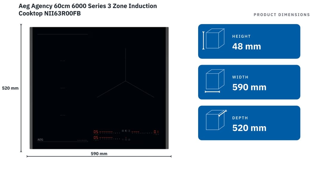 AEG 60cm 6000 Series 3 Zone Induction Cooktop NII63R00FB