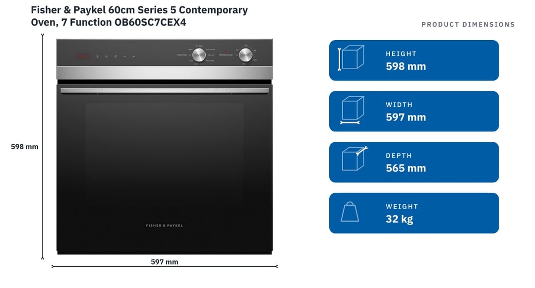Fisher & Paykel 60cm Series 5 Contemporary Oven, 7 Function OB60SC7CEX4