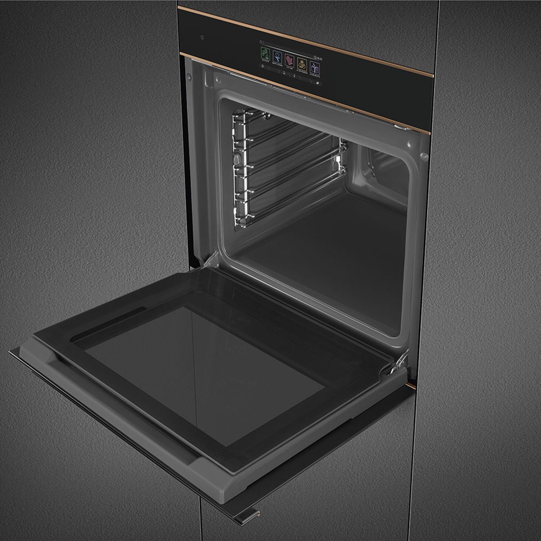 Smeg 60cm Dolce Stil Novo Steam100 Pro, Black Glass SOA6606S4PNR