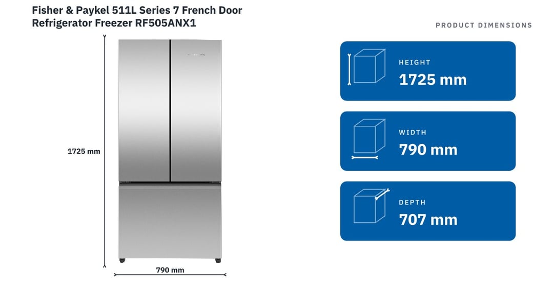 Fisher & Paykel 511L Series 7 French Door Refrigerator Freezer RF505ANX1