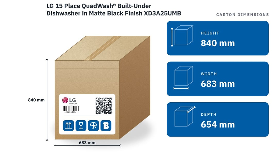 LG 15 Place QuadWash® Built-Under Dishwasher in Matte Black Finish XD3A25UMB