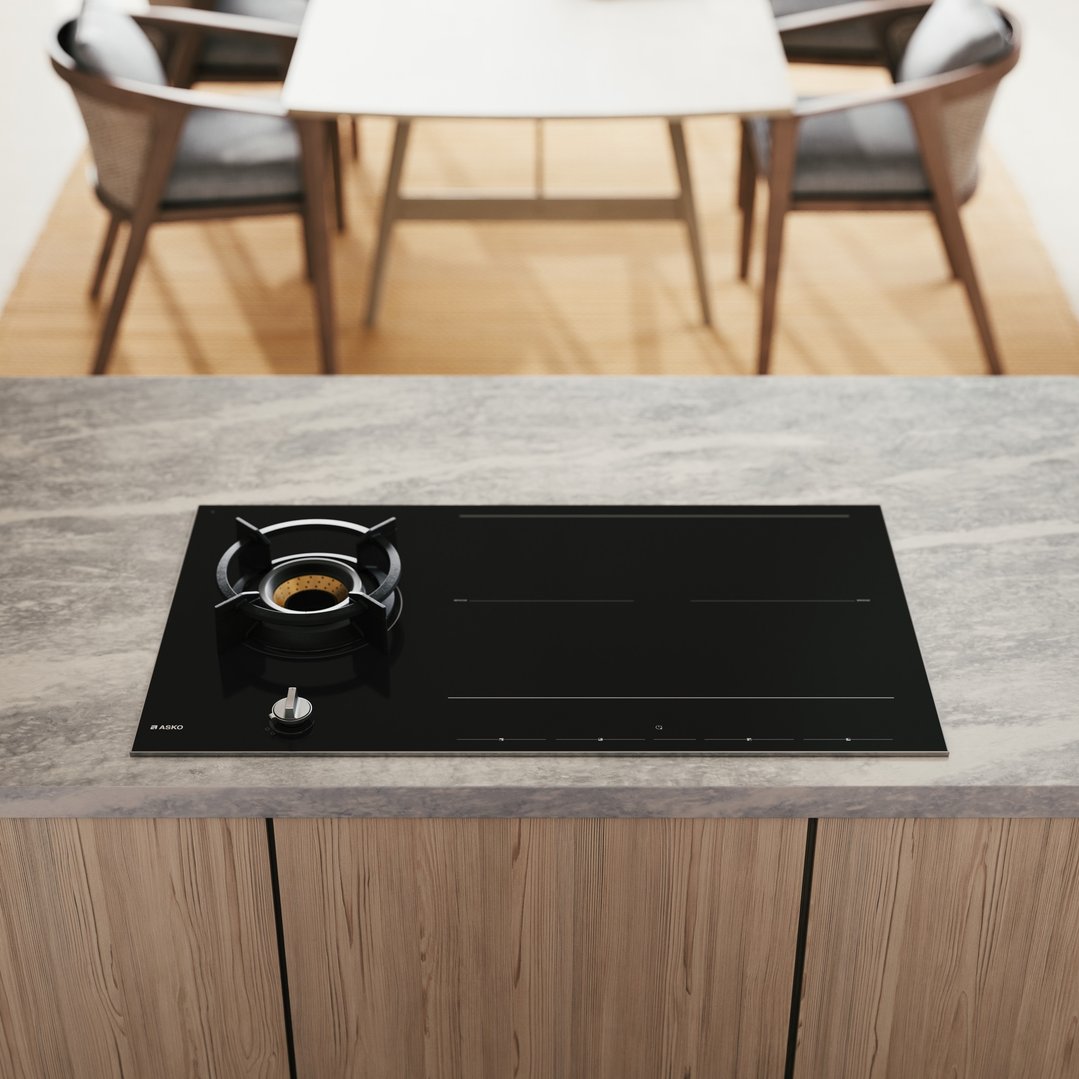 Asko 90cm Duo Fusion Combined Gas & Induction Cooktop - Black HIG89524BGD1