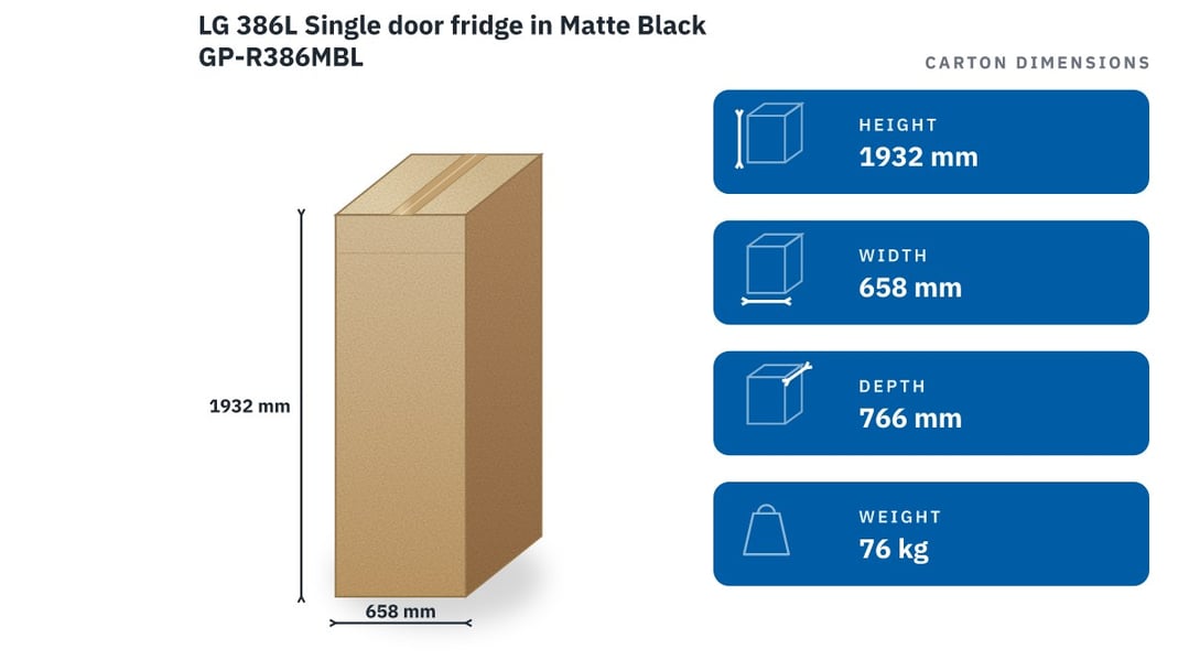 LG 386L Single door fridge in Matte Black GP-R386MBL