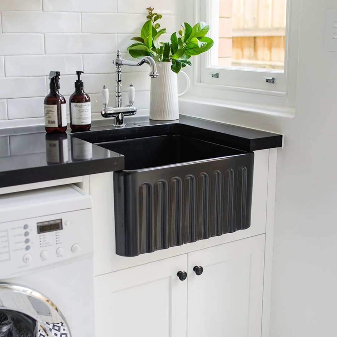 Turner Hastings Novi 50x46 Fireclay Butler Sink - Matte Black NO50FS-MB
