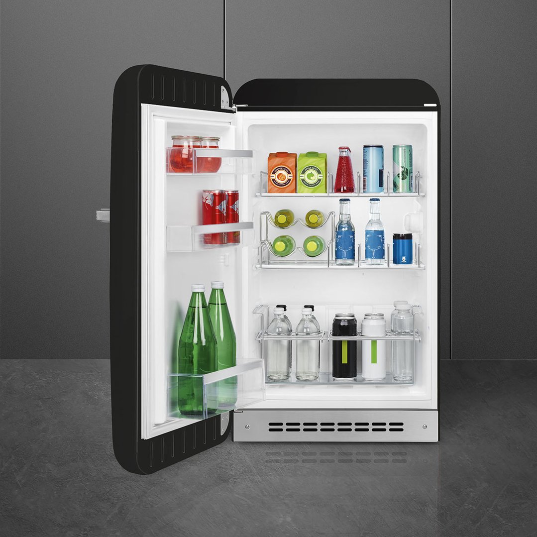 Smeg FAB 10 50's Style Retro Refrigerator, Happy Bar, Left Hand - Black FAB10HLBL5AU
