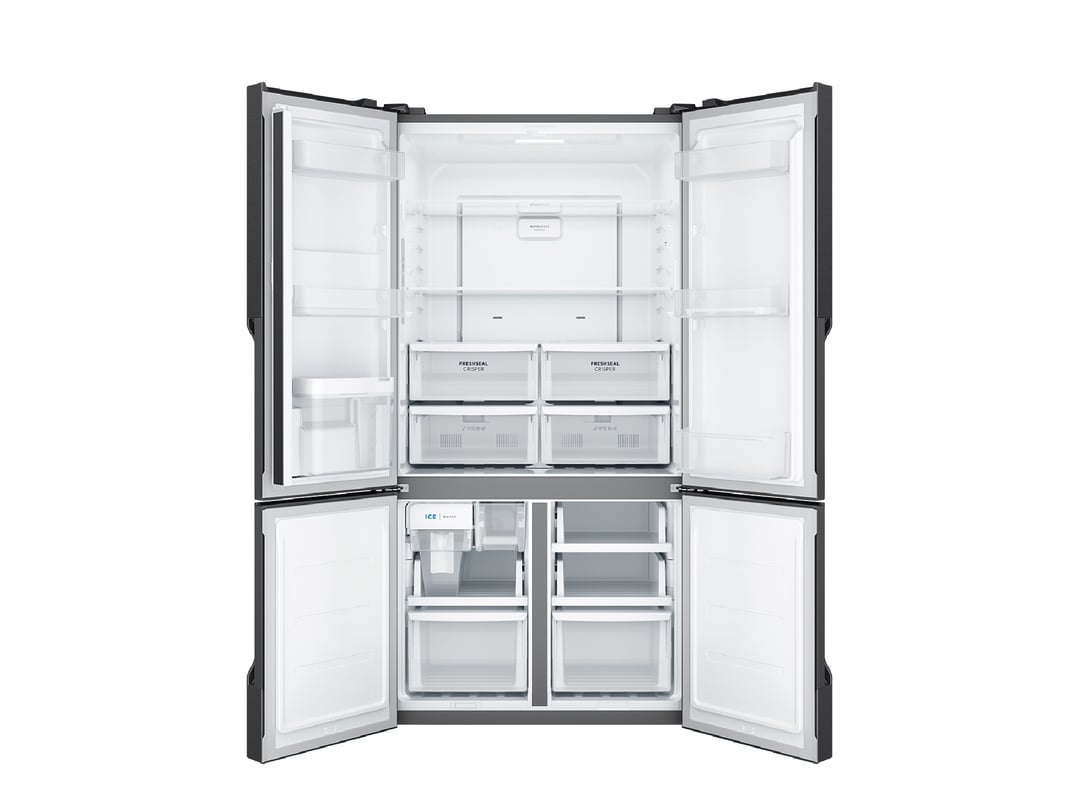 Westinghouse 564L Quad Door Fridge, Matte Charcoal Black with a Non-Plumbed Water Dispenser WQE5760BB