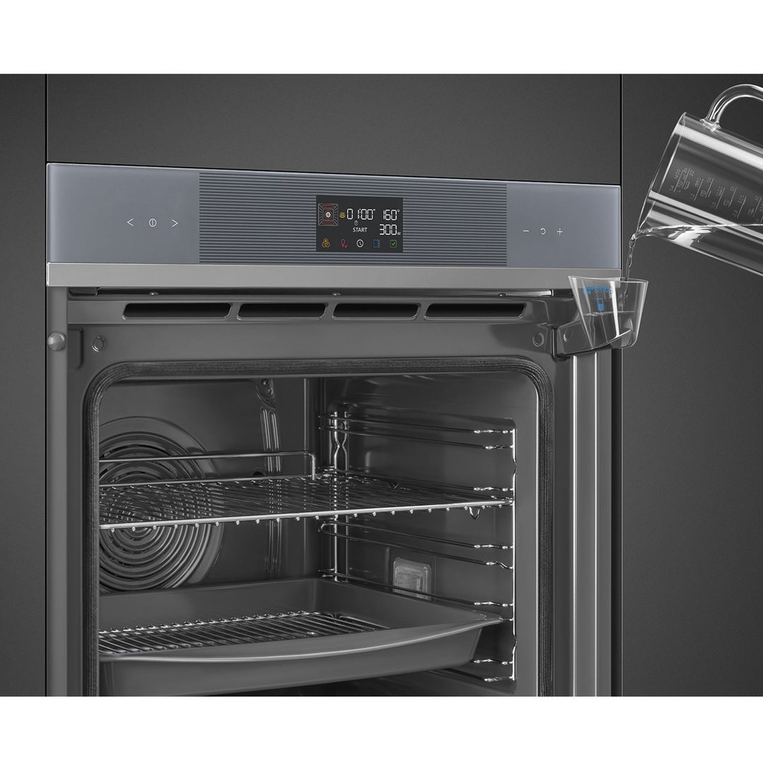 Smeg 60cm Linea Pyro/Steam40 Oven Silver SOPA6102S2PS