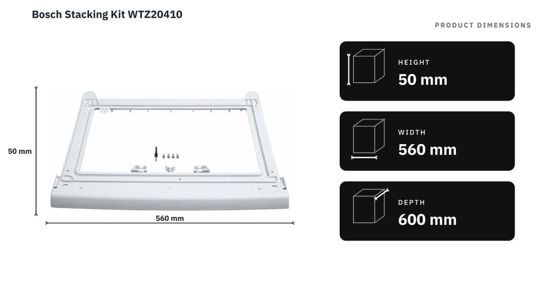 Bosch Stacking Kit WTZ20410 — product dimensions