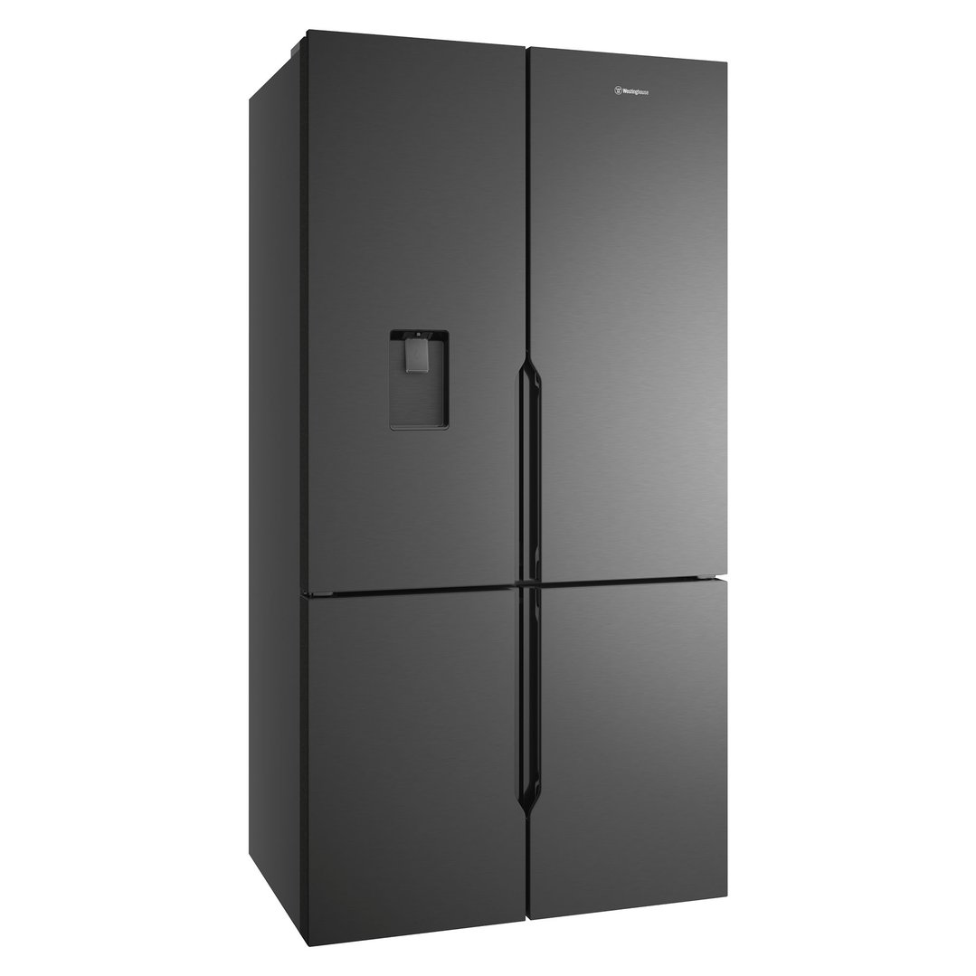 Westinghouse 564L Quad Door Fridge, Matte Charcoal Black with a Non-Plumbed Water Dispenser WQE5760BB