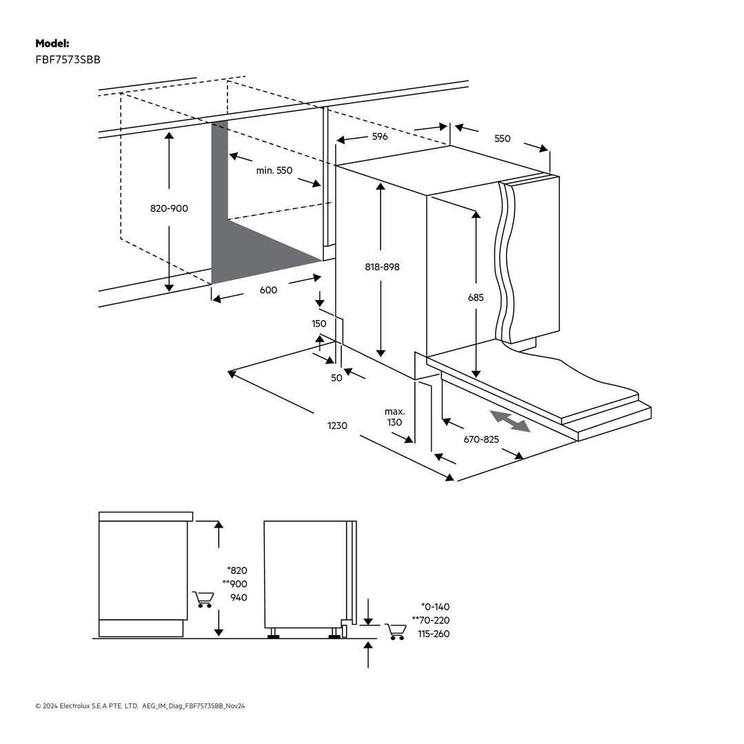 AEG 60cm 15Pl Fully Integrated Dishwasher FBF7573SBB