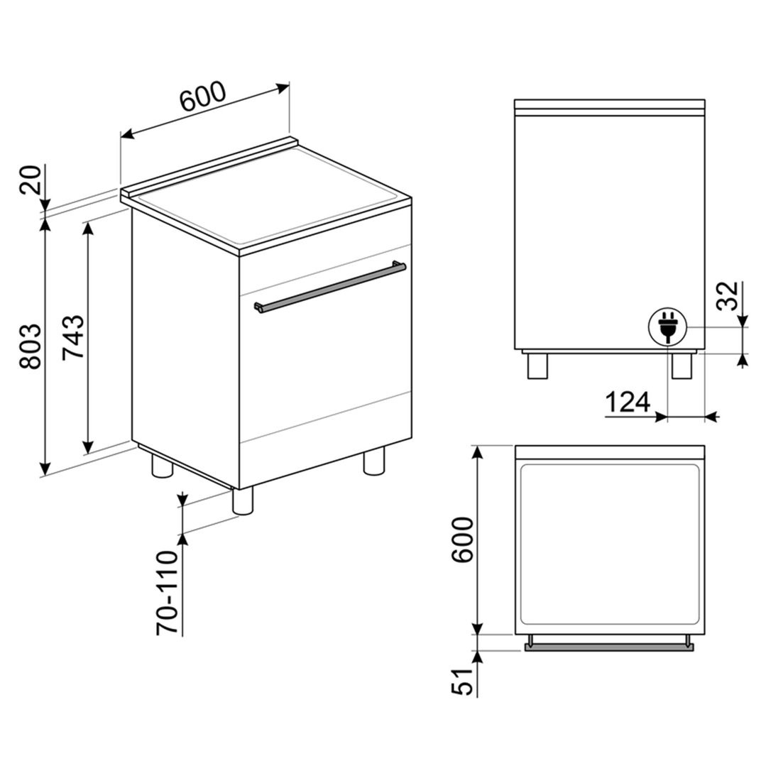 Smeg 60cm Classic Pyrolytic 4 Zone Induction Freestanding Cooker - Gloss Black C6IPBLT2
