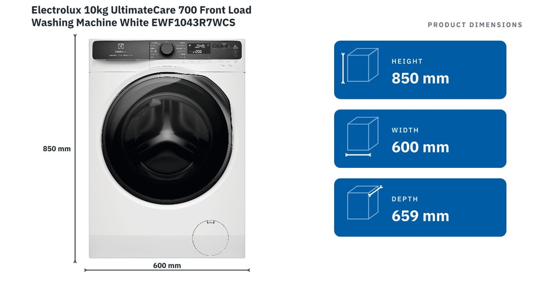 Electrolux 10kg UltimateCare 700 Front Load Washing Machine White EWF1043R7WCS