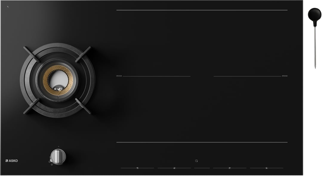 Asko 90cm Duo Fusion Combined Gas & Induction Cooktop - Black HIG89524BGD1