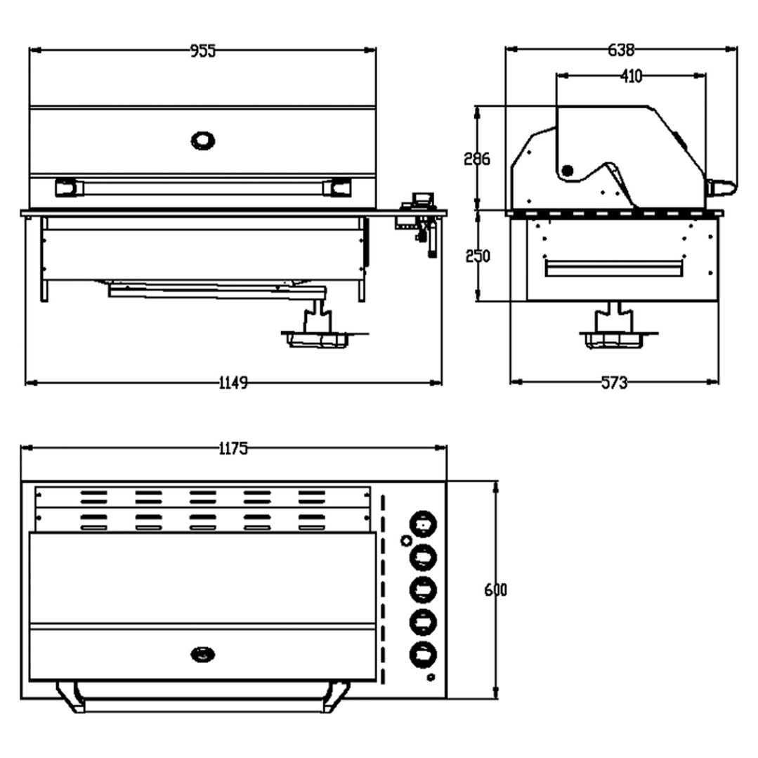 Sirius Drop-in 5 Burner Gas BBQ in Black SIR-DG3101-BLK