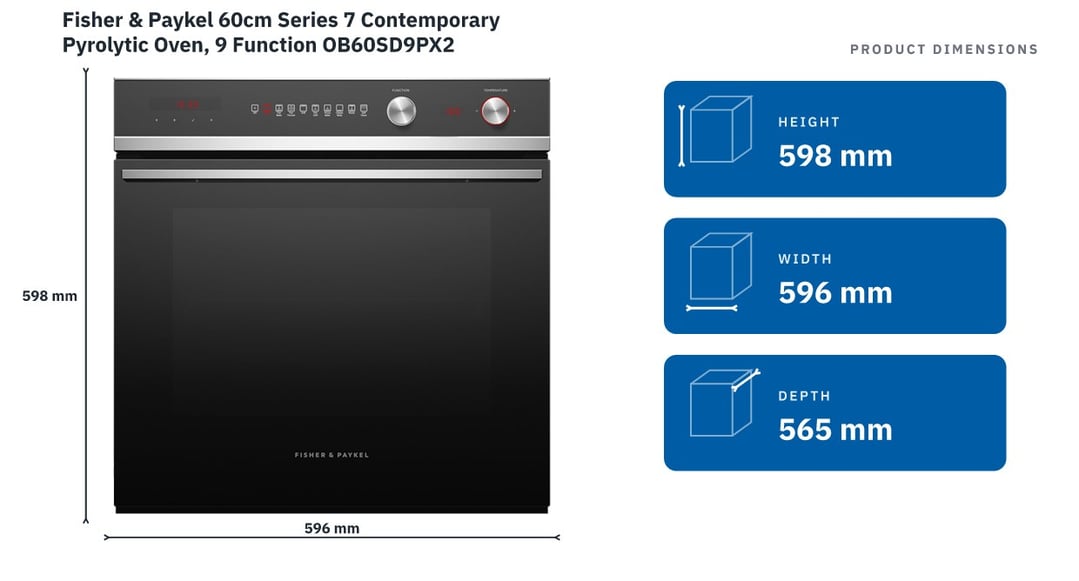 Fisher & Paykel 60cm Series 7 Contemporary Pyrolytic Oven, 9 Function OB60SD9PX2