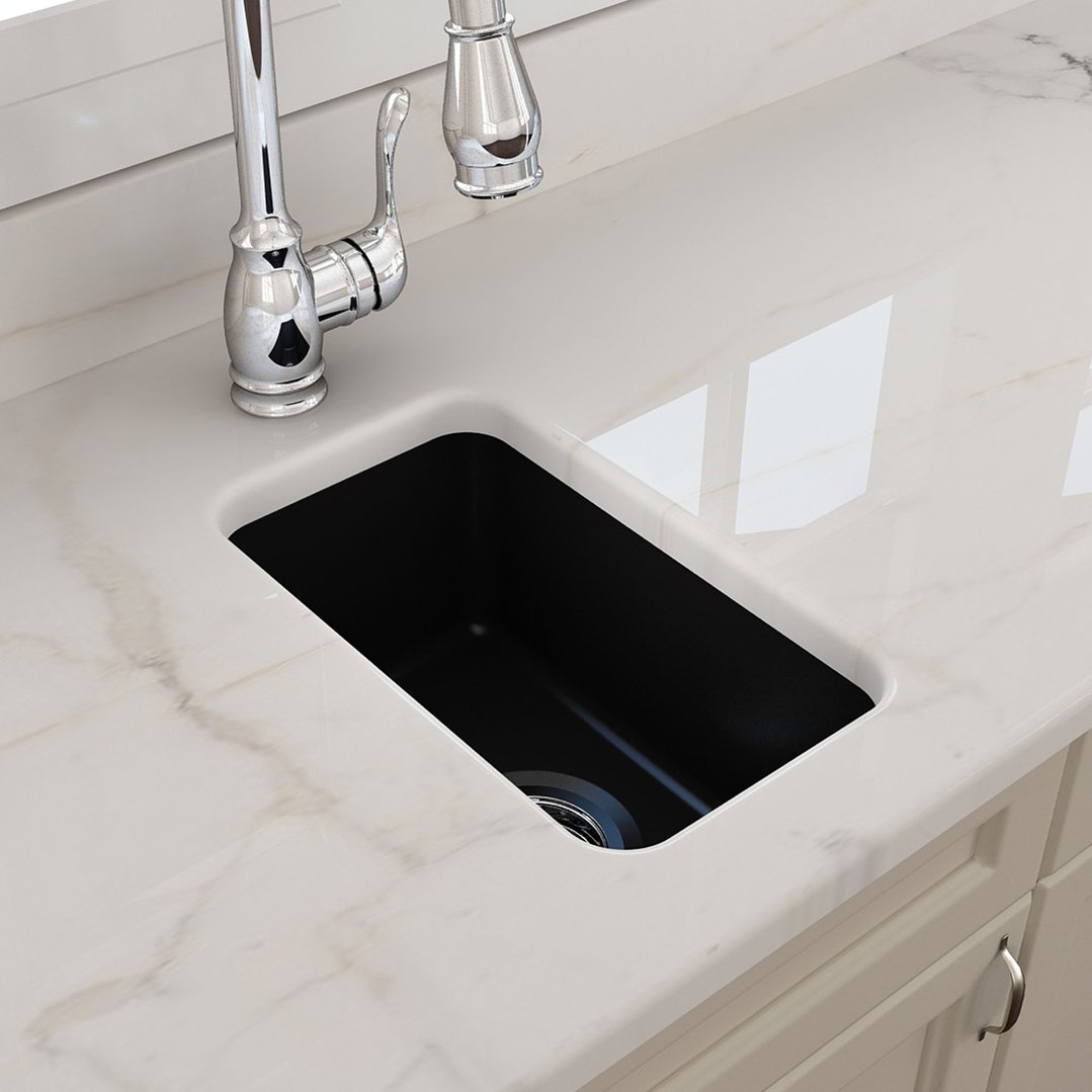 Turner Hastings KIT - Cuisine 30x46 Inset / Undermount Fireclay Sink - Matte Black Incl. Waste CU30FS-MB