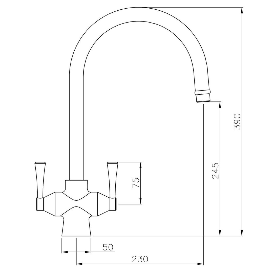 Turner Hastings Gosford Double Mixer Tap - Brushed Nickel GO202DM-BN