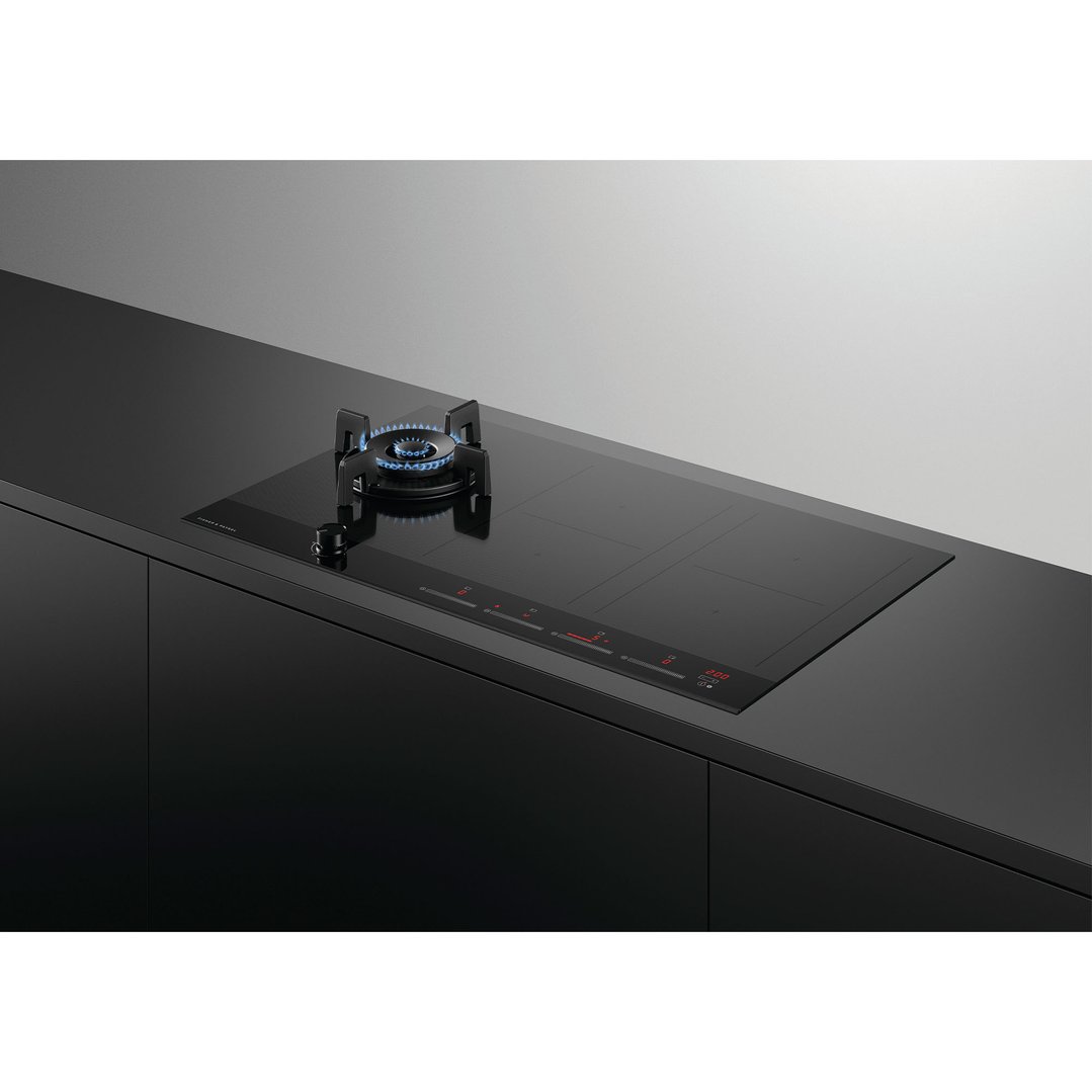 Fisher & Paykel 90cm Series 9 1 Burner + 4 Zone Hybrid Cooktop, 2 SmartZones, Natural Gas CGI905DNGTB4