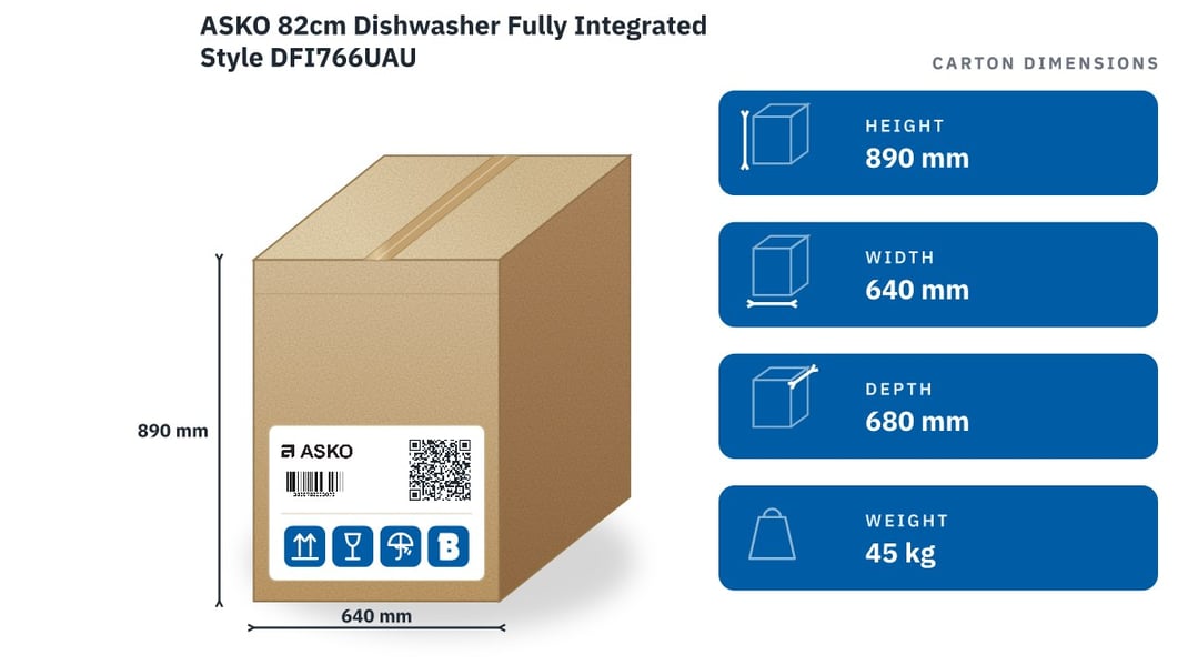 ASKO 82cm Dishwasher Fully Integrated Style DFI766UAU