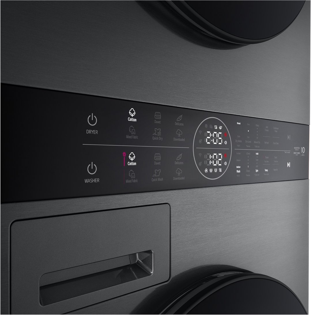 LG 12/10kg WashTower™ Stacked Washer Dryer - Black WWT-1210BX