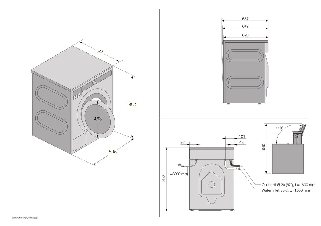 Asko 9kg Style Steel Seal™ Front Load Washing Machine - Graphite Black W5096RLGAU